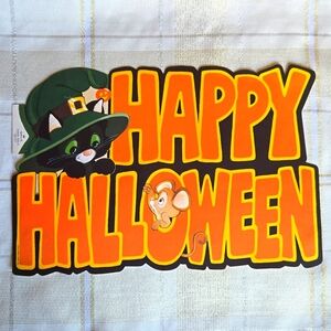 VNTG Hallmark Happy Halloween Cat & Mouse Die Cut Decor